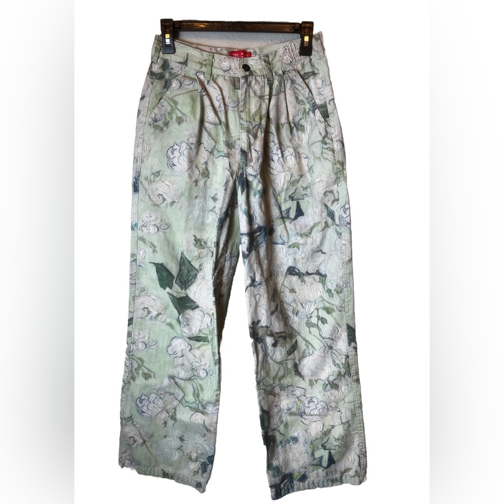 The MET × PACSUN Pants Van Gogh Roses Print Pale Green Cotton Women's Unisex M